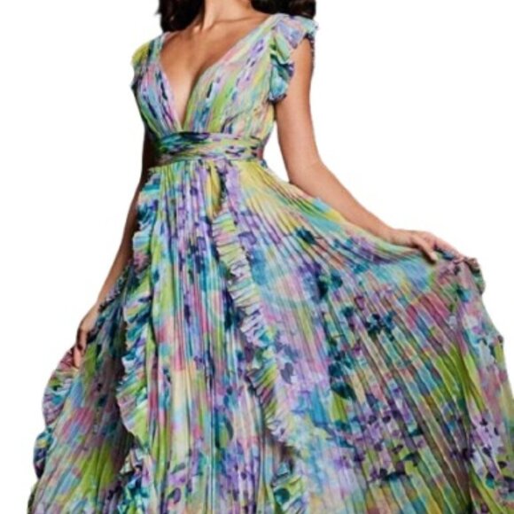 NWT Jovani 34412SC Chiffon Floral Print Evening Dress Print Size 0